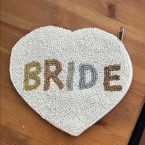 NWOT Heart-Shaped Beaded Bride Clutch or Purse